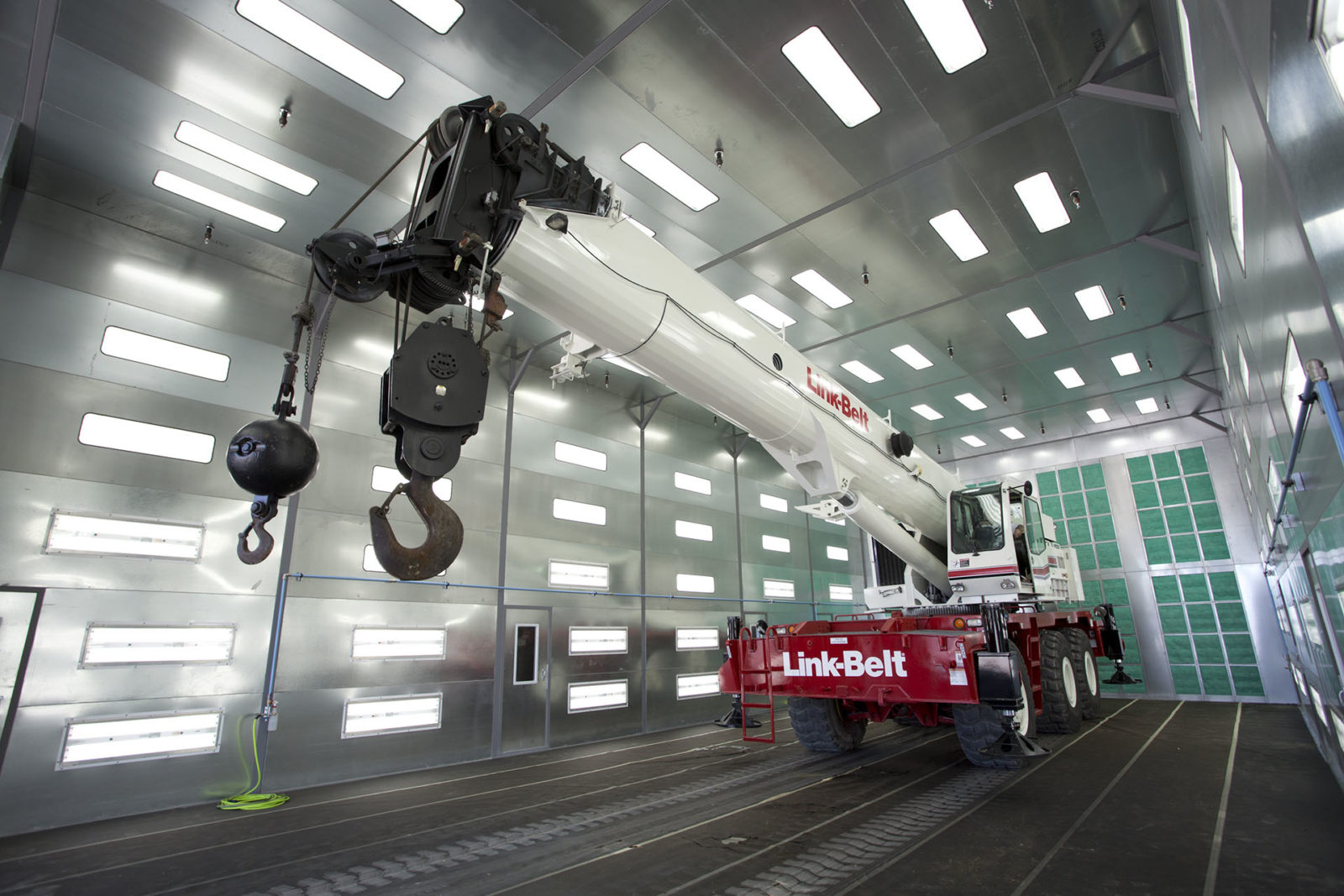 Crane inside a building.