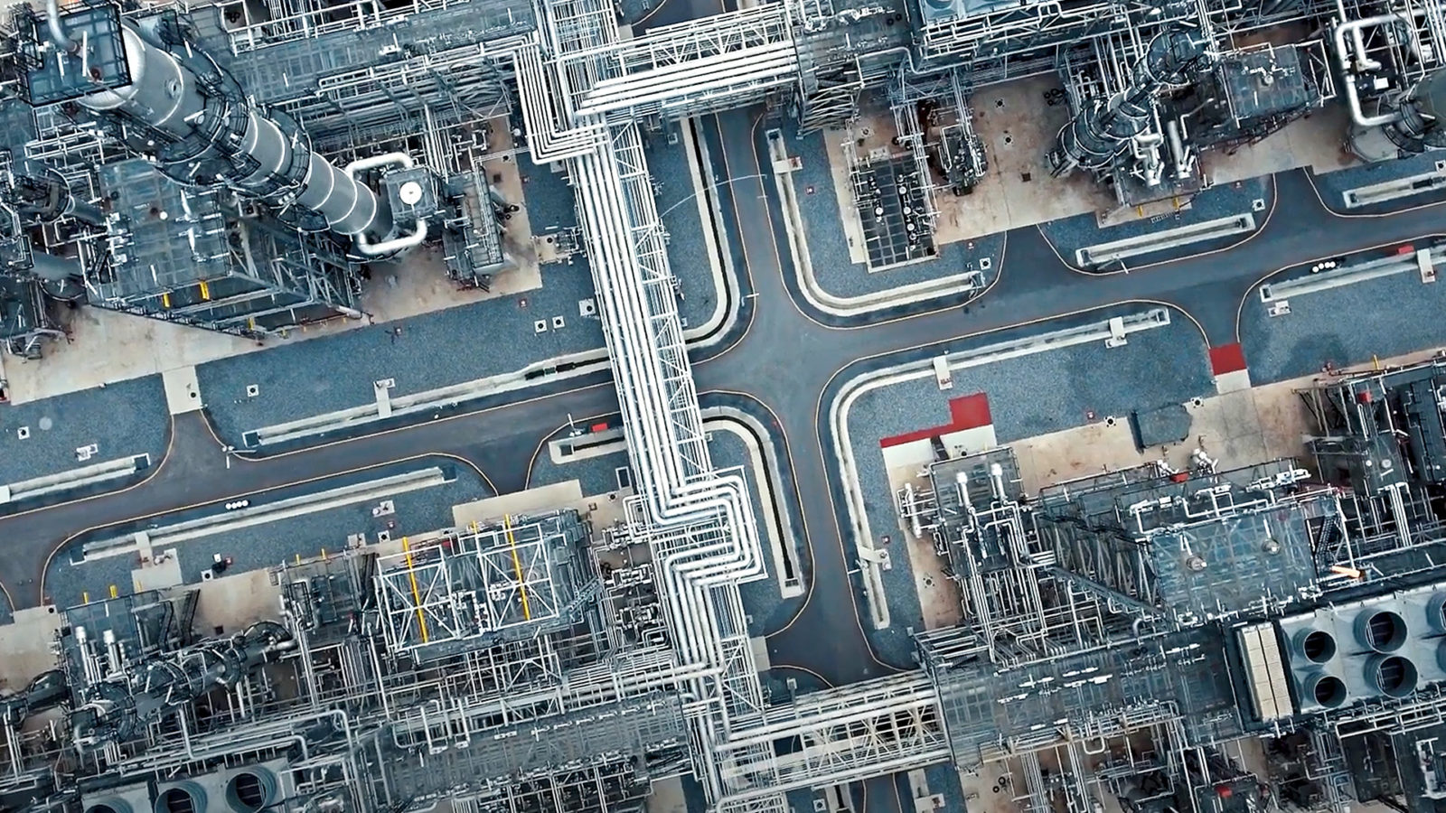 Aerial of industrial site.