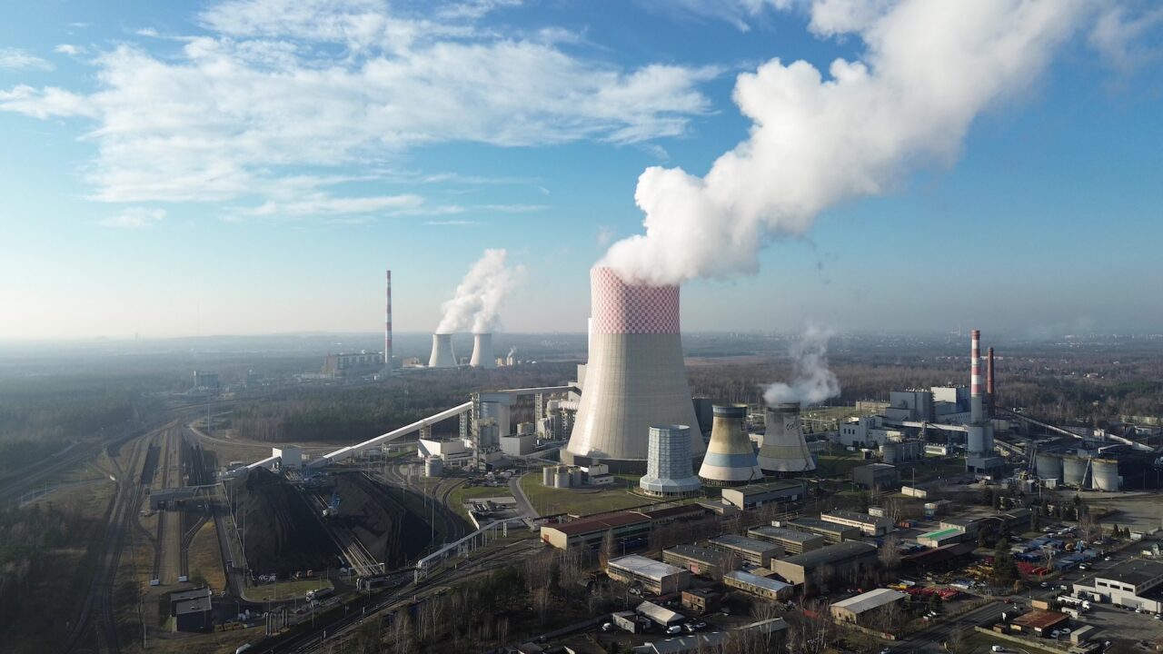 Aerial view of thermal power station
